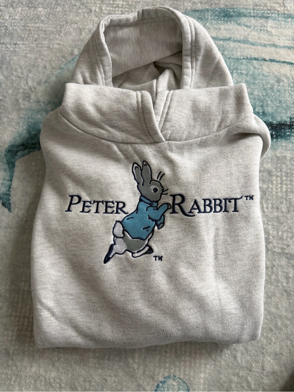 Peter Rabbit™ Light Gray Hoodie with Blue Embroidered Logo